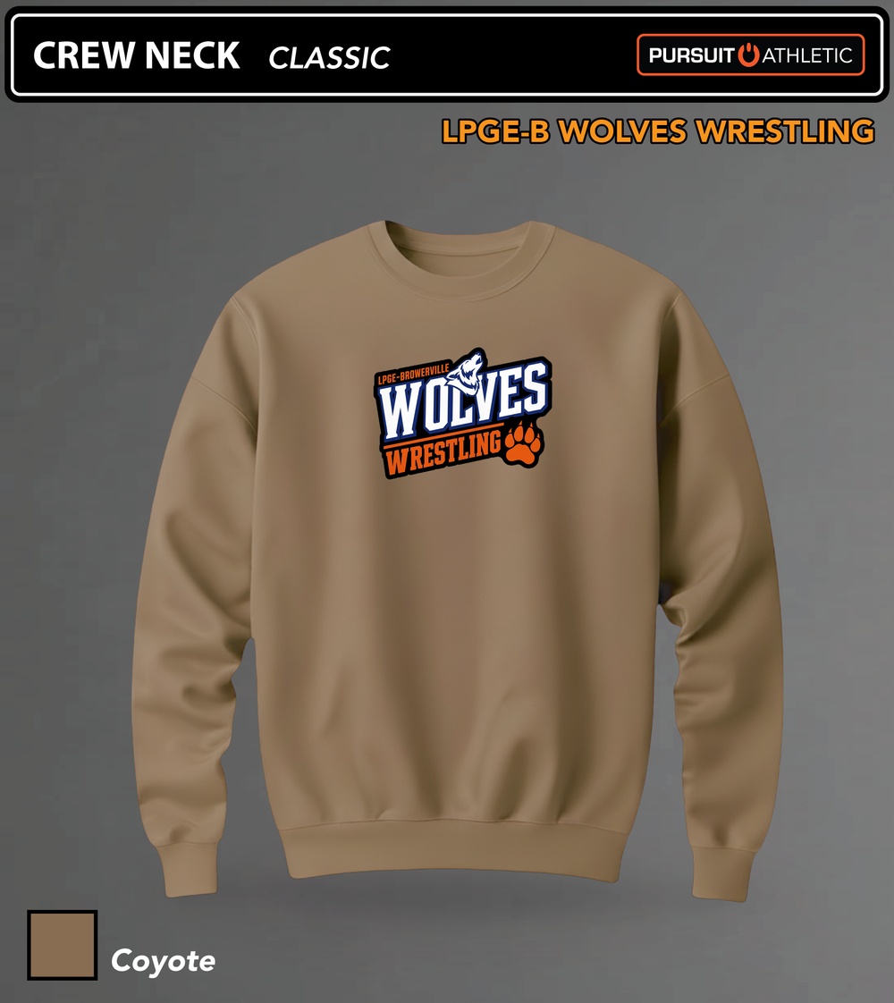 CREW NECK | Classic | LPGE-B Wolves Wrestling - Coyote