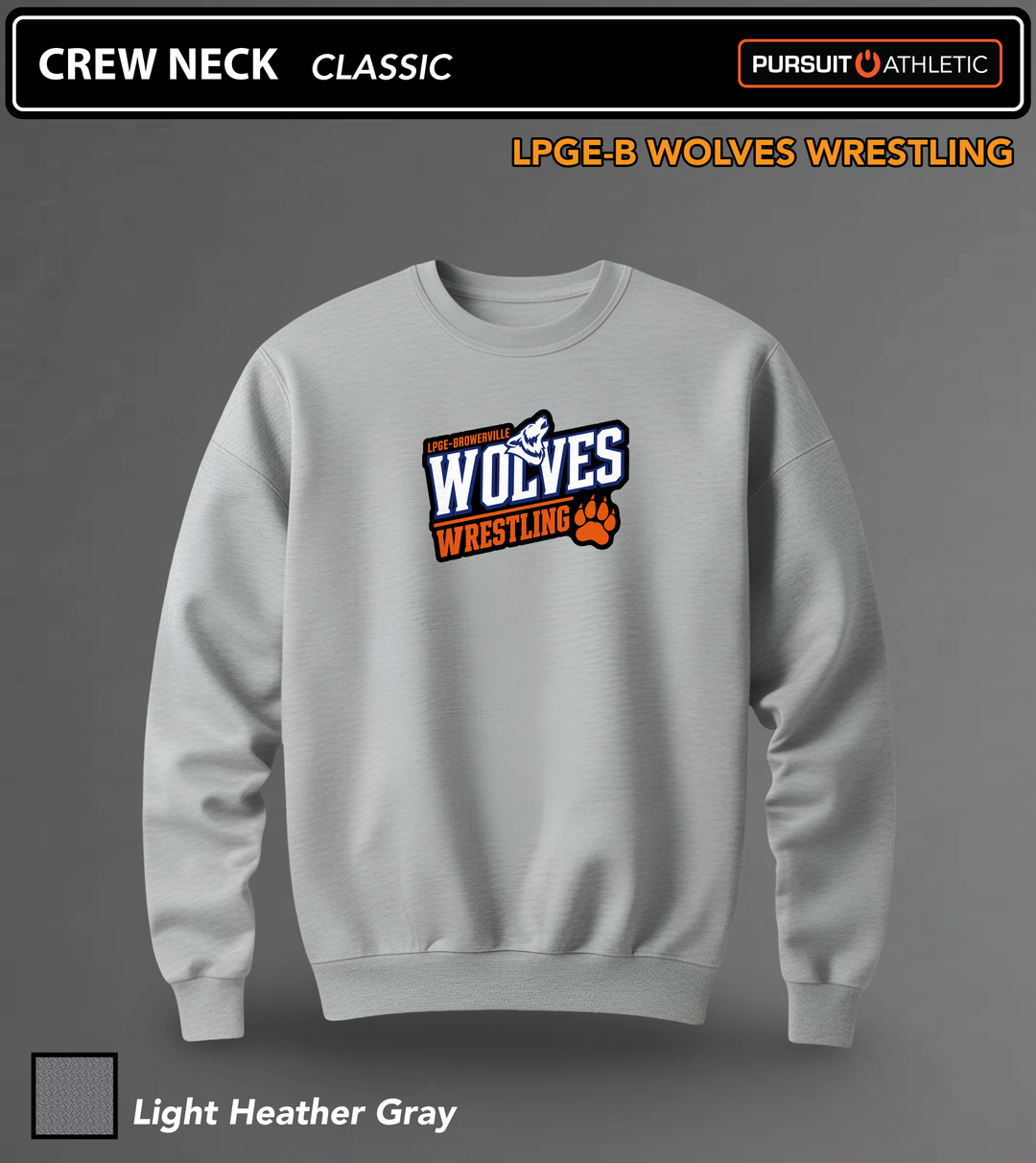 CREW NECK | Classic | LPGE-B Wolves Wrestling - Light Heather Gray