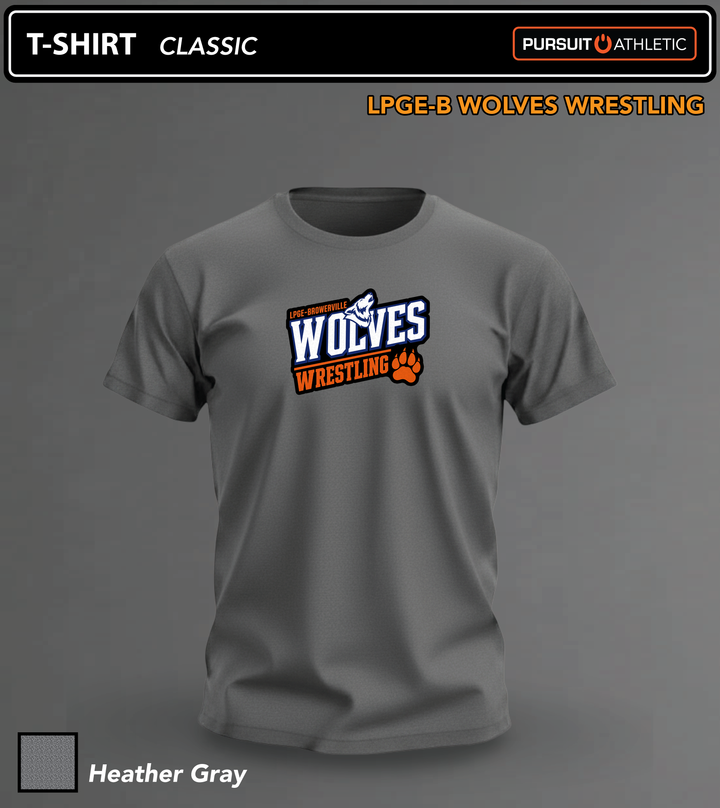 T-SHIRT | Classic | LPGE-B Wolves Wrestling - Heather Gray