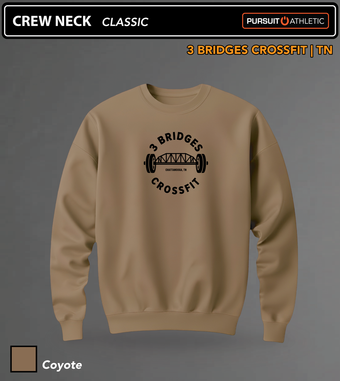 CREW NECK | Classic | 3 Bridges Crossfit TN - Coyote
