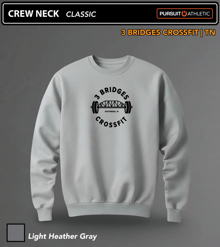 CREW NECK | Classic | 3 Bridges Crossfit TN - Light Heather Gray