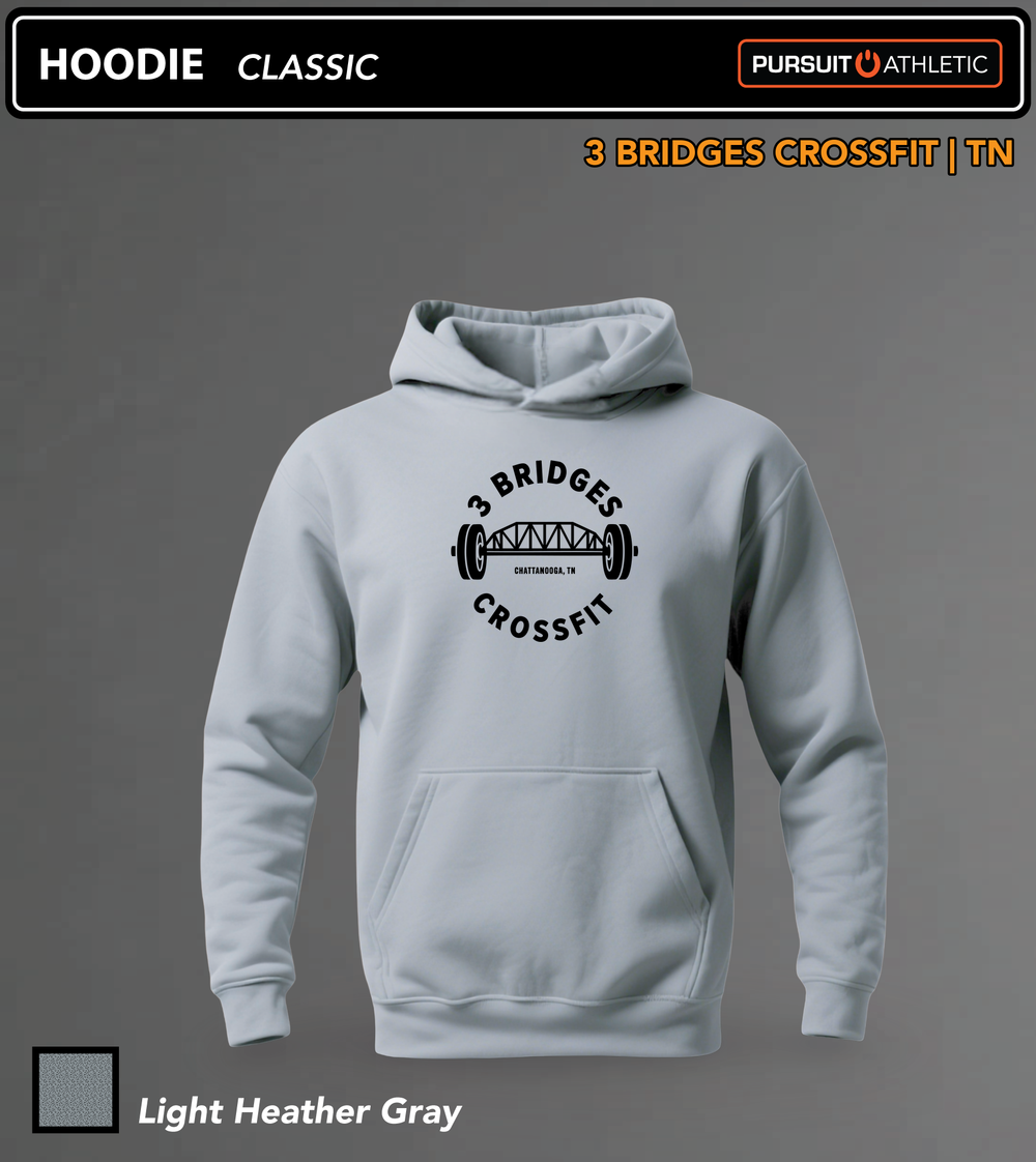 HOODIE | Classic | 3 Bridges Crossfit TN - Light Heather Gray