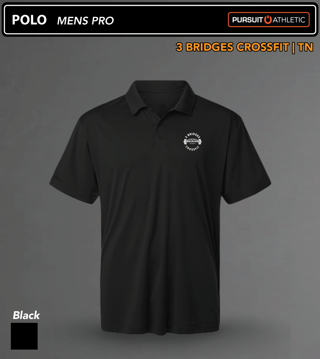 POLO | Mens Pro | 3 Bridges Crossfit TN - Black