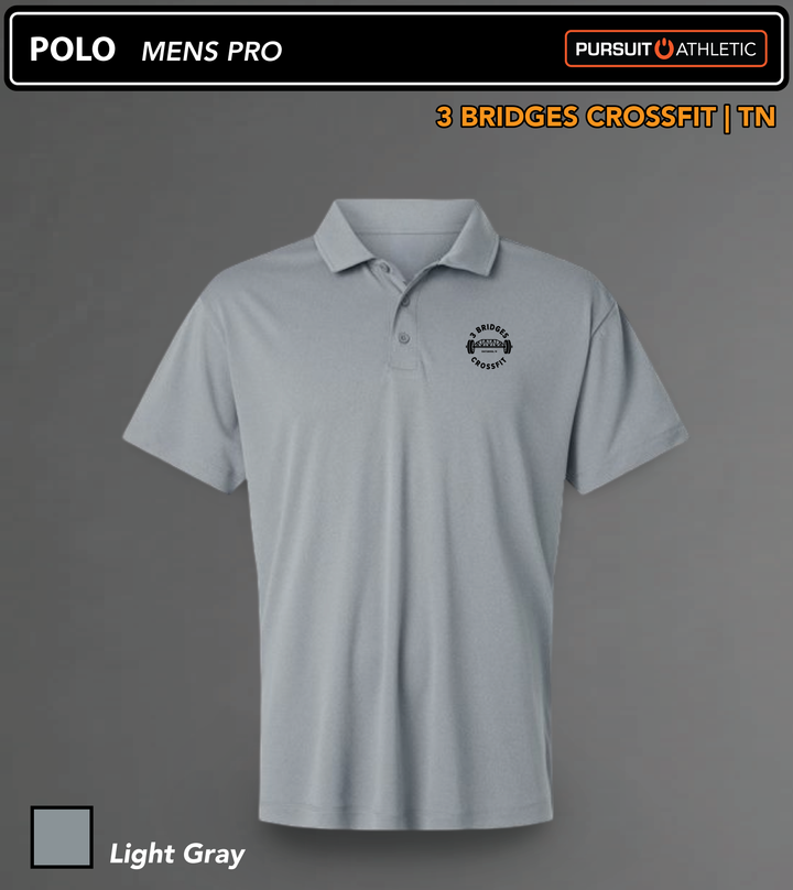 POLO | Mens Pro | 3 Bridges Crossfit TN - Light Gray