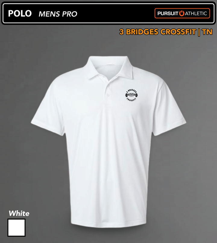POLO | Mens Pro | 3 Bridges Crossfit TN - White