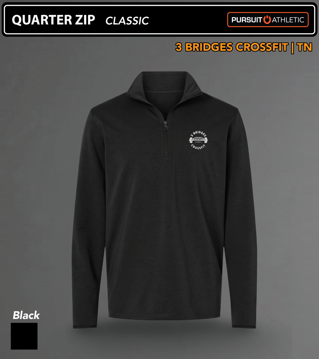 QUARTER ZIP | Classic | 3 Bridges Crossfit TN - Black