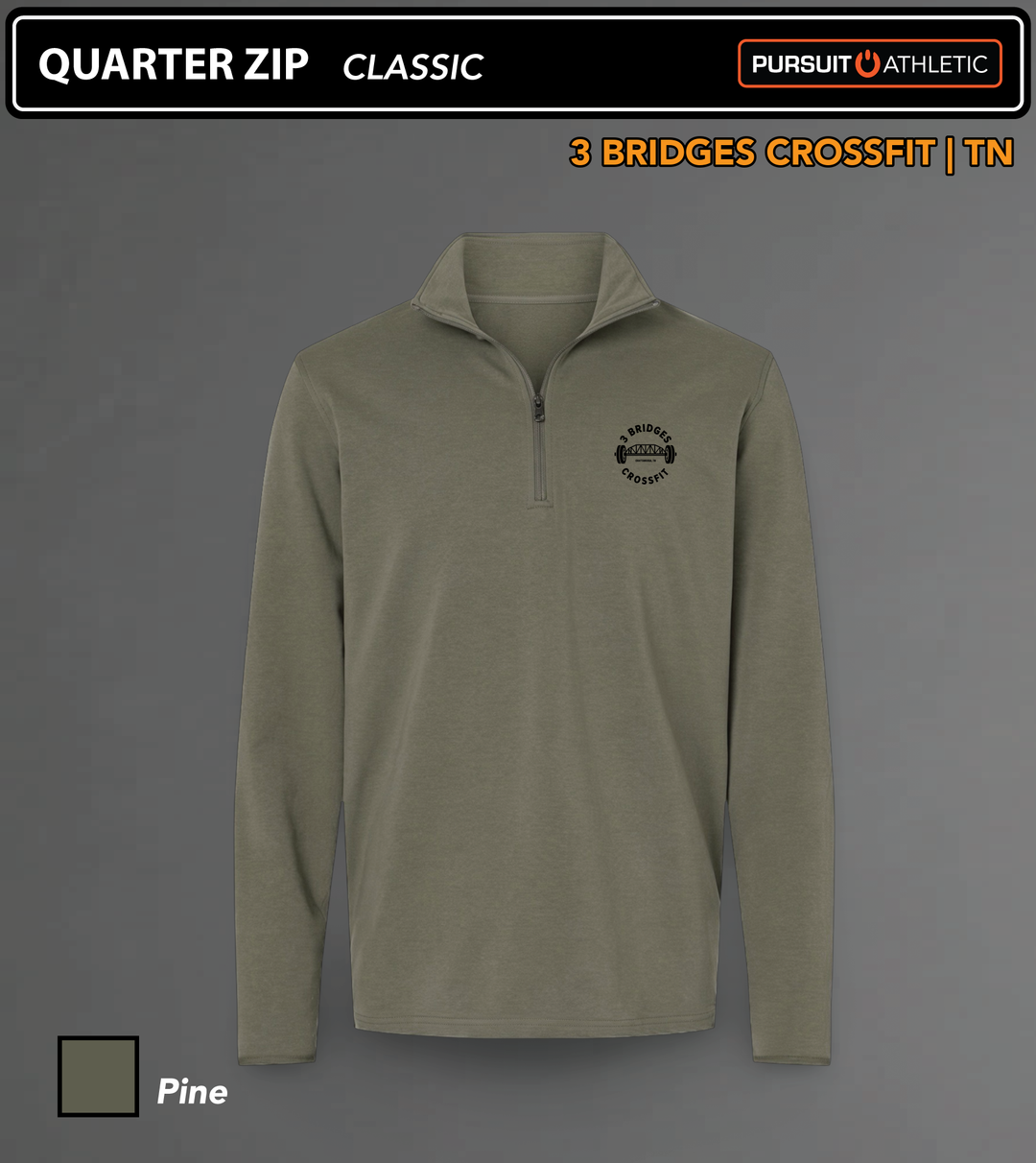 QUARTER ZIP | Classic | 3 Bridges Crossfit TN - Pine