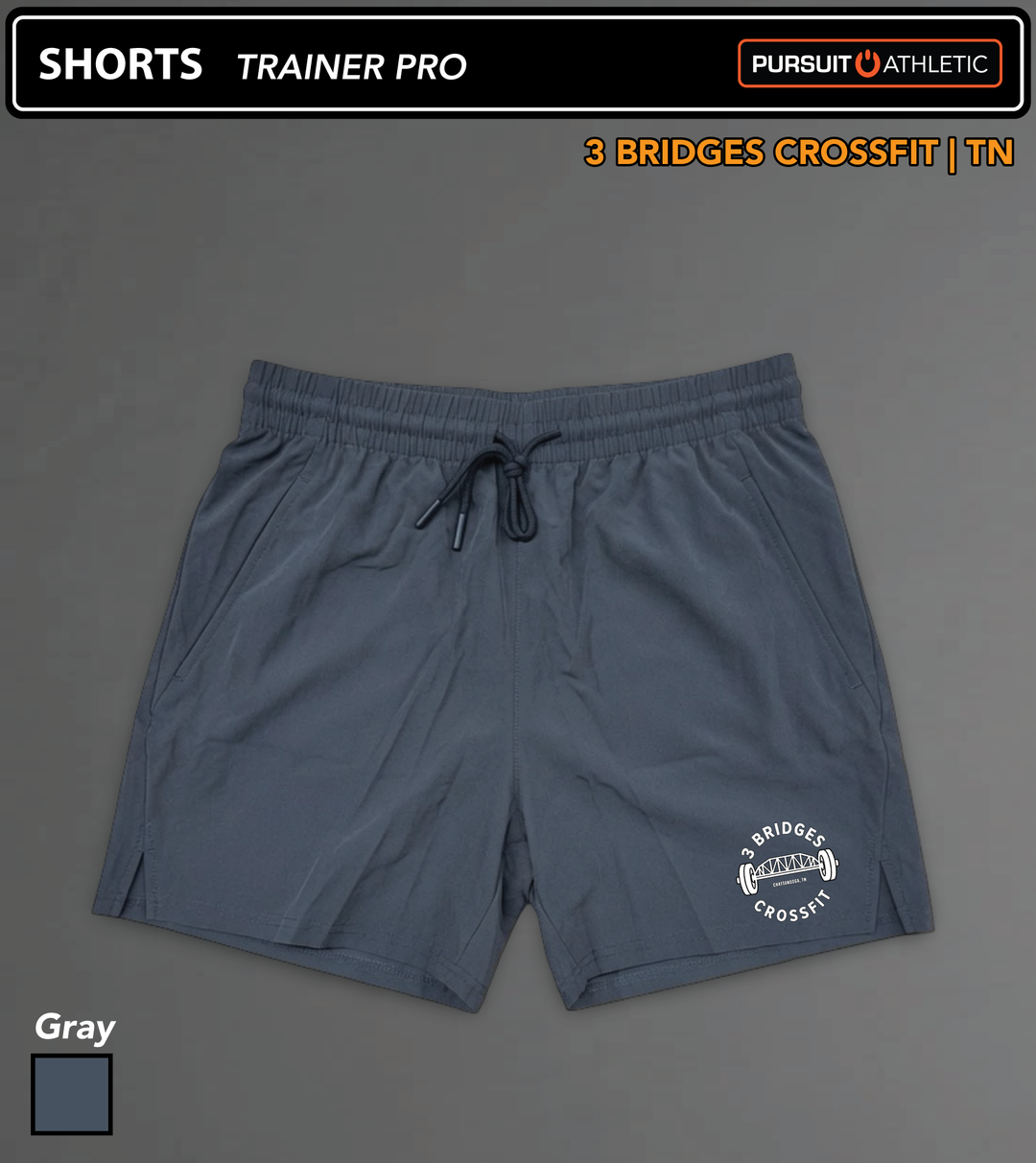 SHORTS | Trainer Pro | 3 Bridges Crossfit TN - Gray