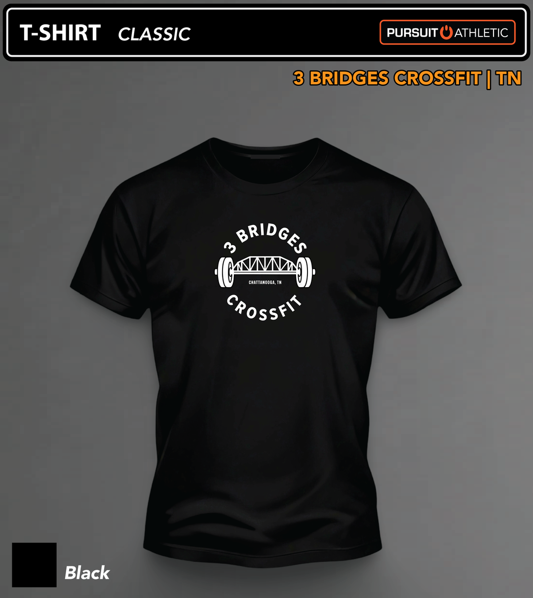 T-SHIRT | Classic | 3 Bridges Crossfit TN - Black