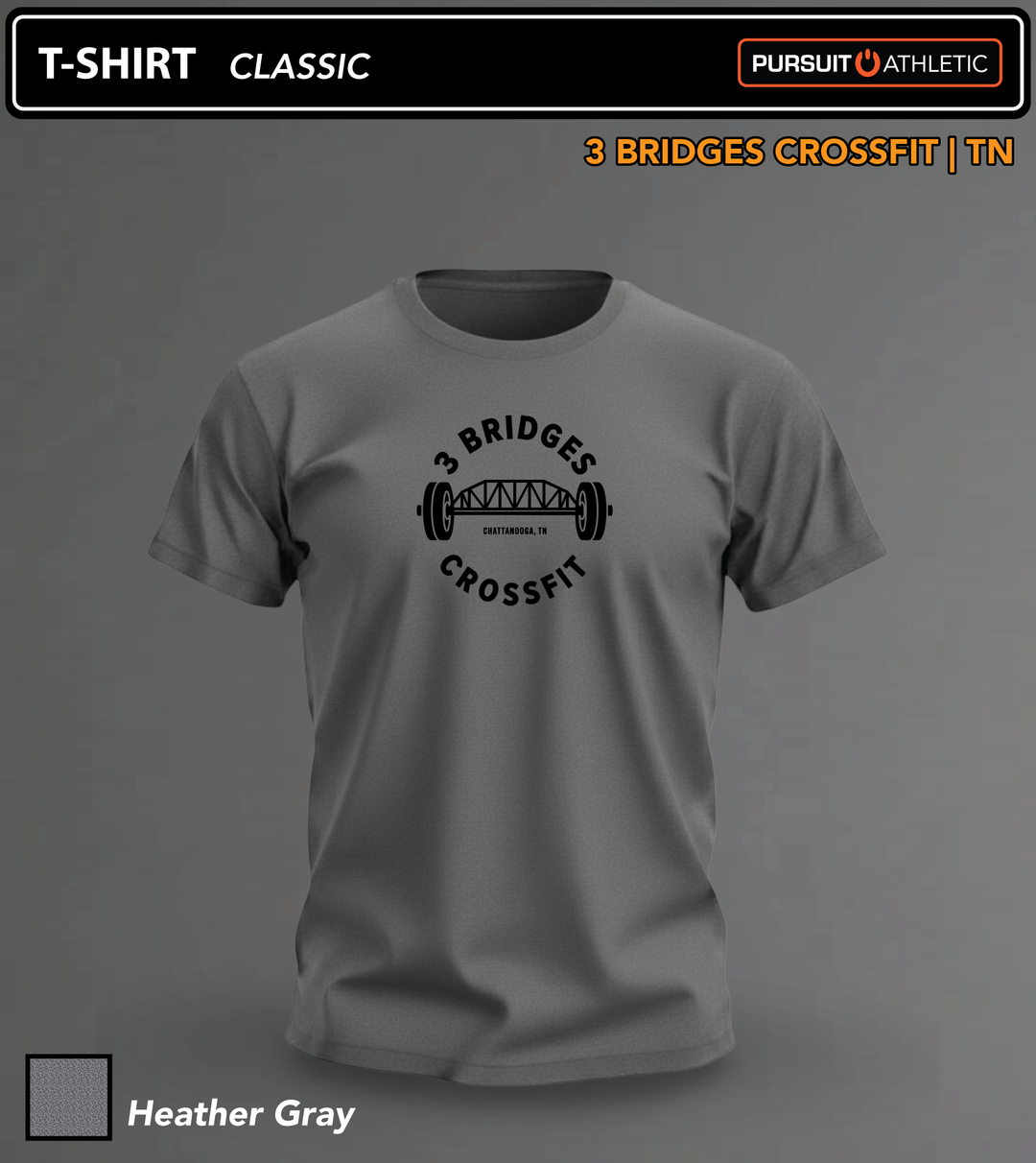 T-SHIRT | Classic | 3 Bridges Crossfit TN - Heather Gray