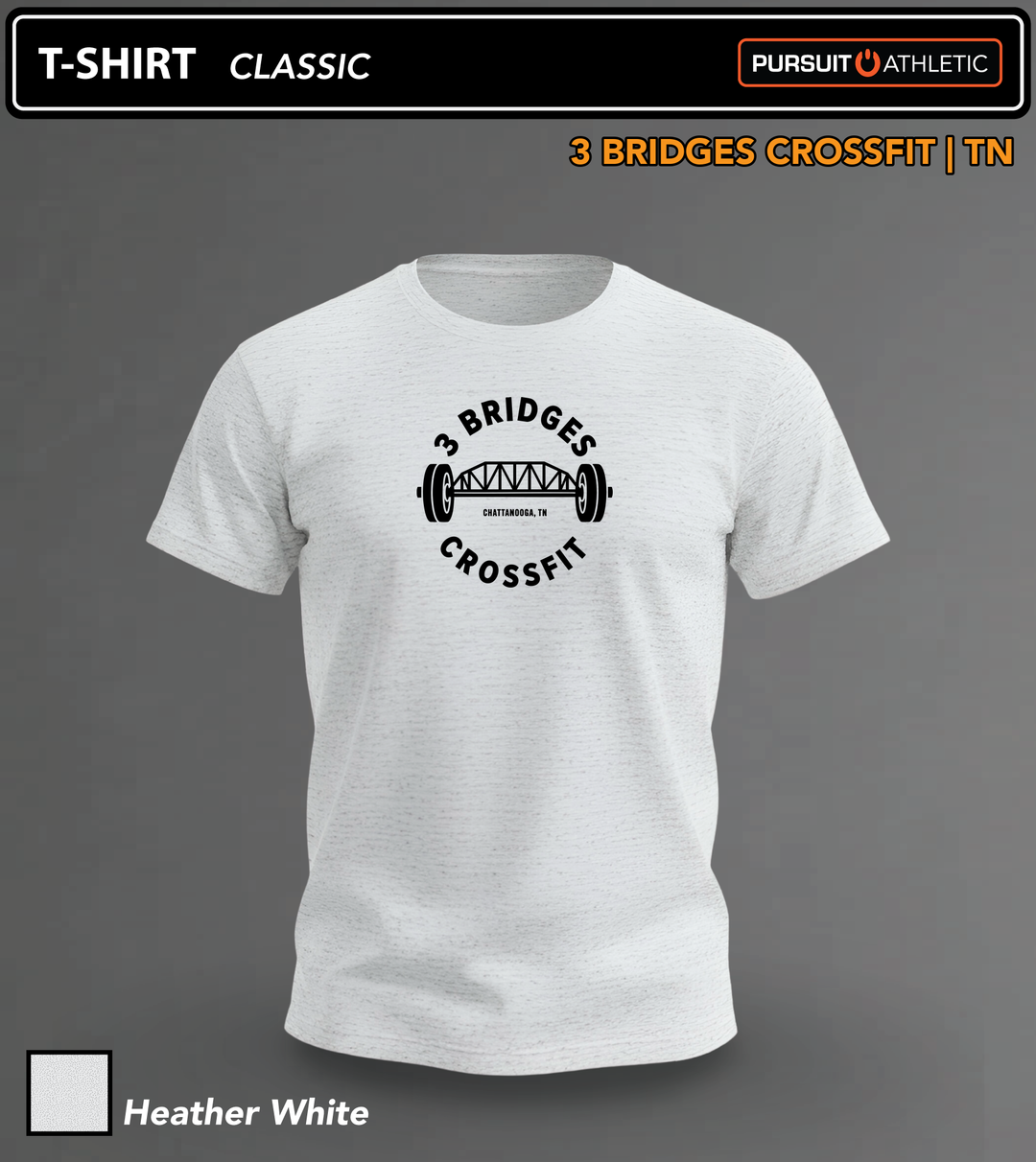 T-SHIRT | Classic | 3 Bridges Crossfit TN - Heather White