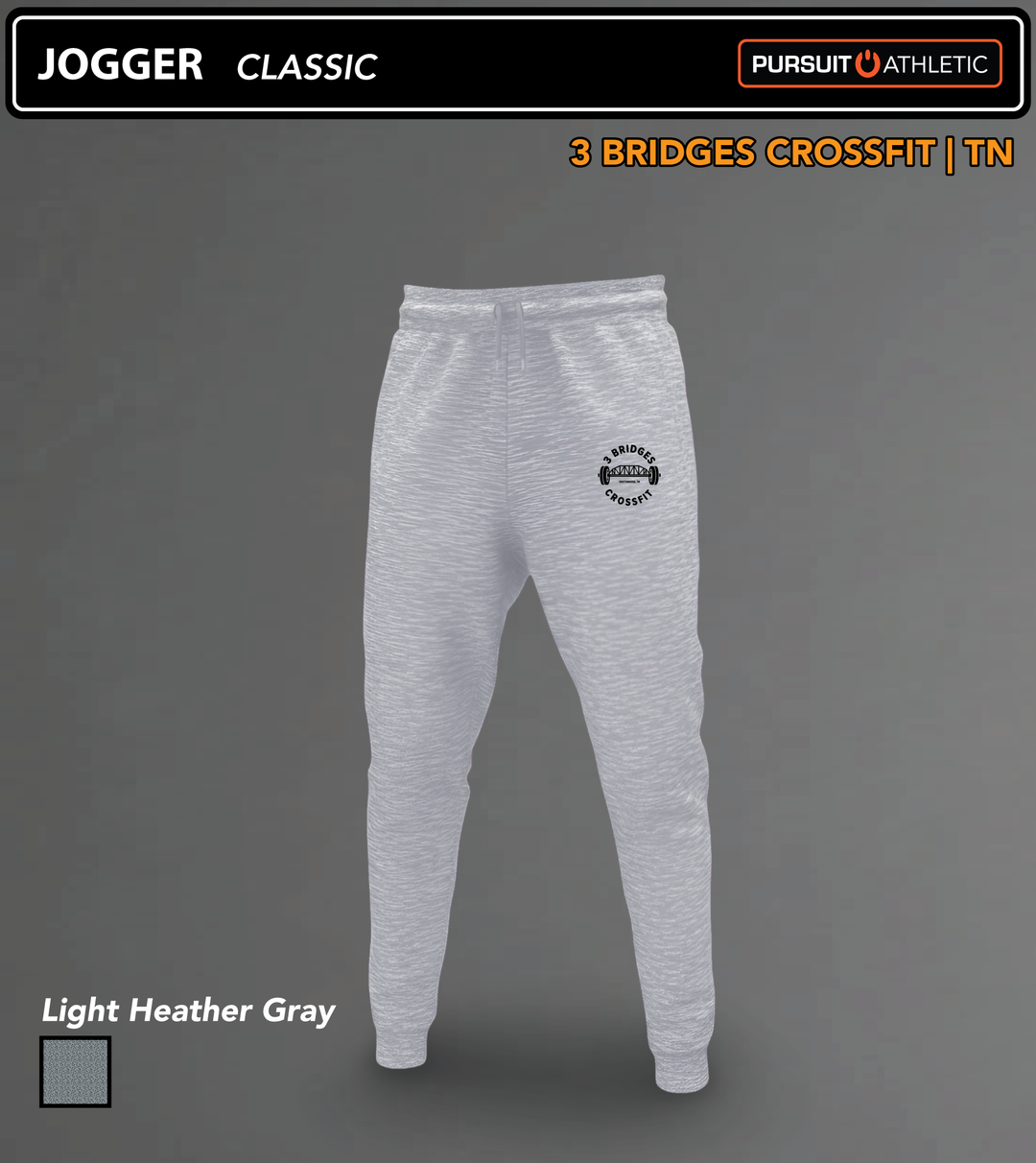 JOGGER | Classic | 3 Bridges Crossfit TN - Light Heather Gray