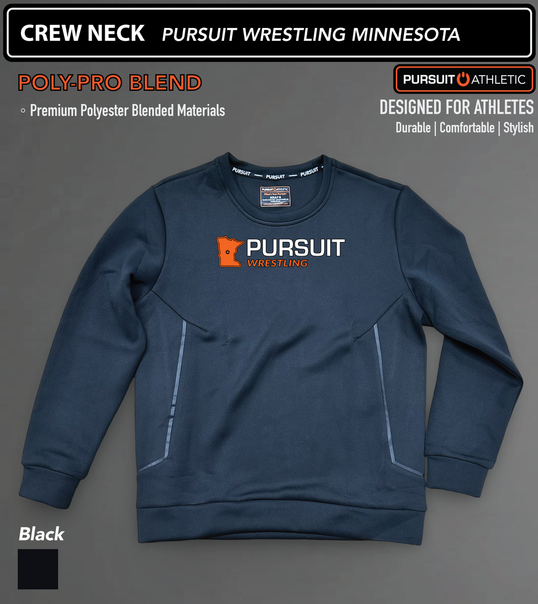 CREW NECK | Poly-Pro Blend | Pursuit Wrestling Minnesota