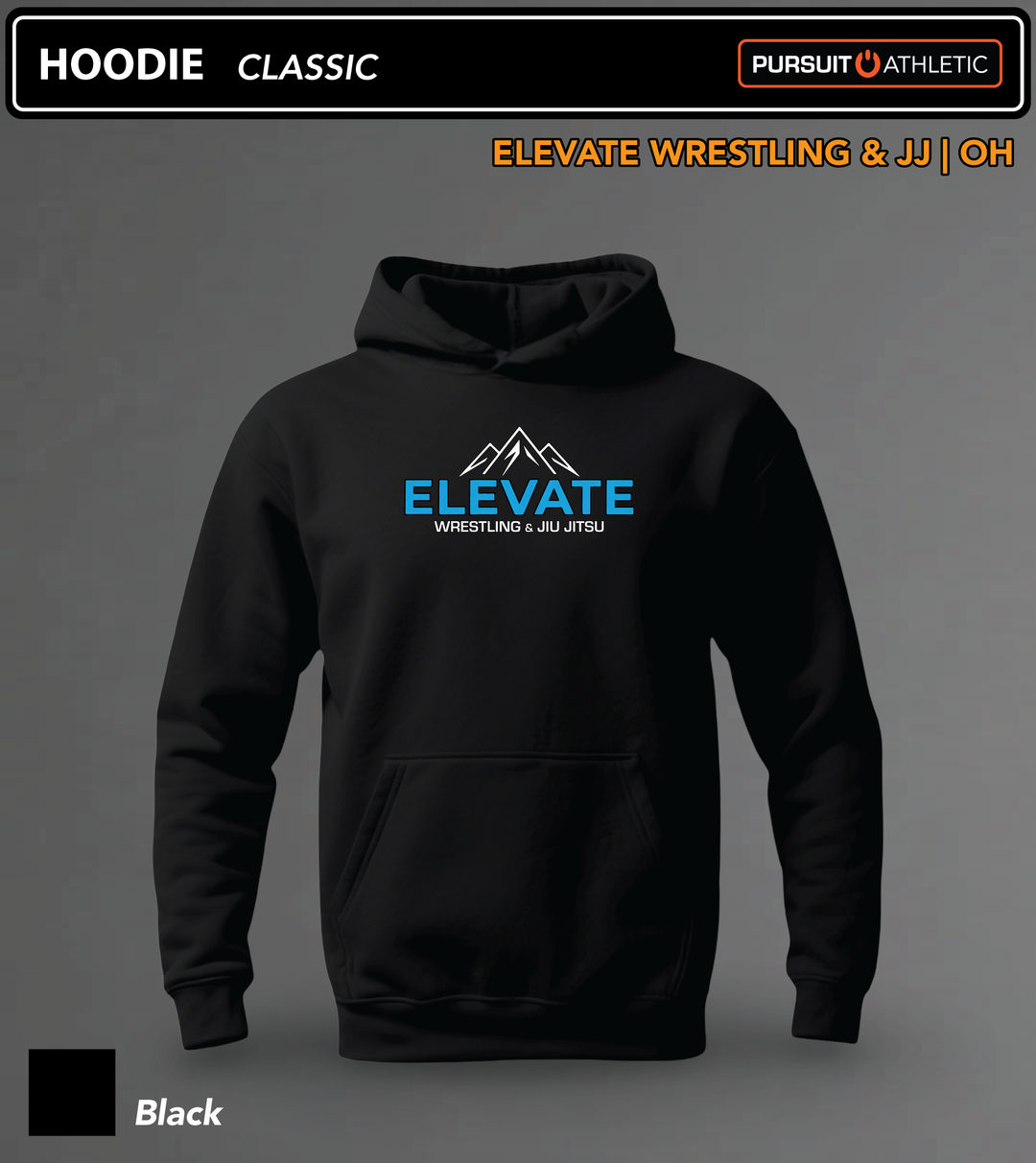 HOODIE | Classic | Elevate Wrestling &amp; JJ | OH - Black