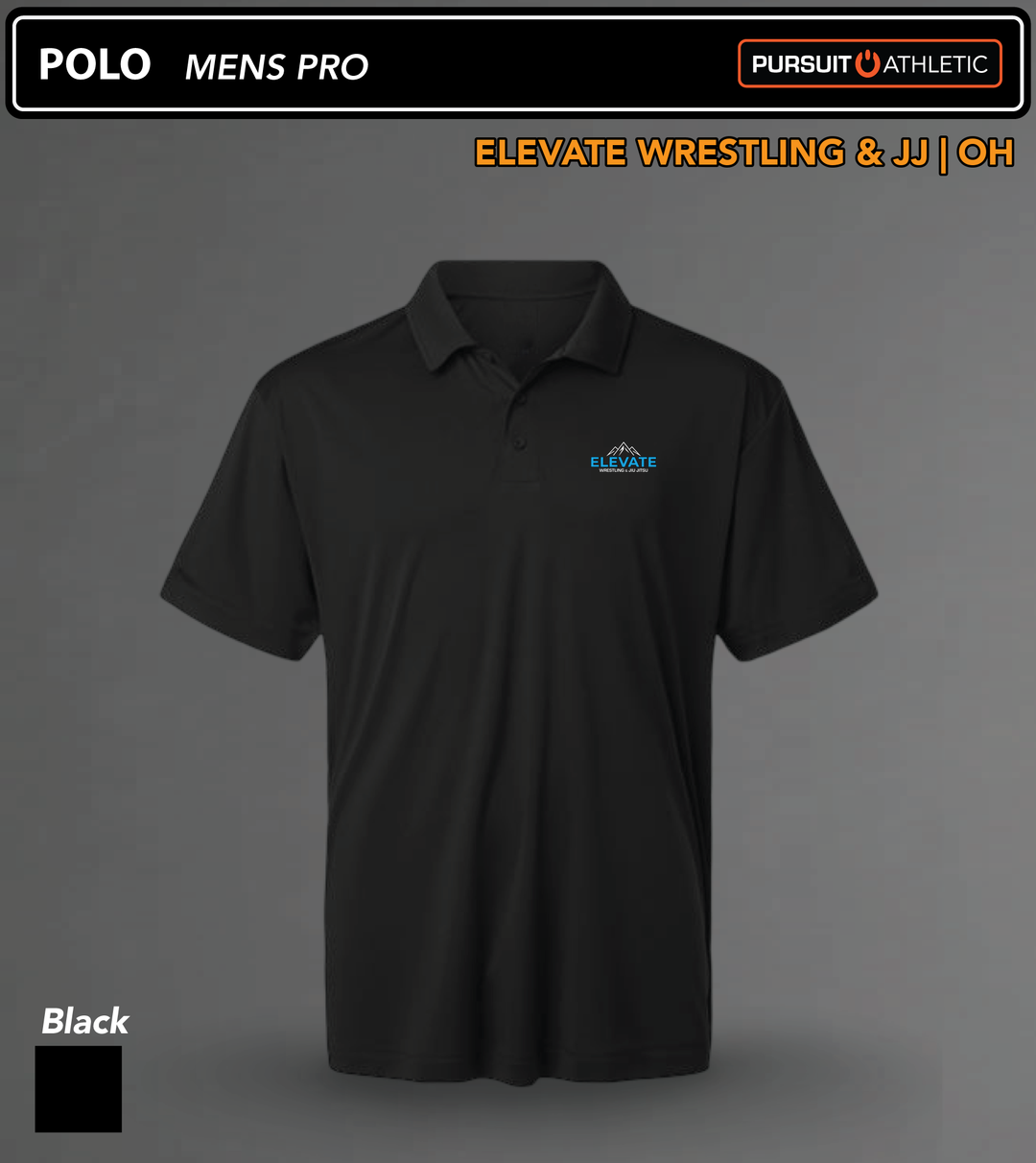 POLO | Mens Pro | Elevate Wrestling &amp; JJ | OH - Black