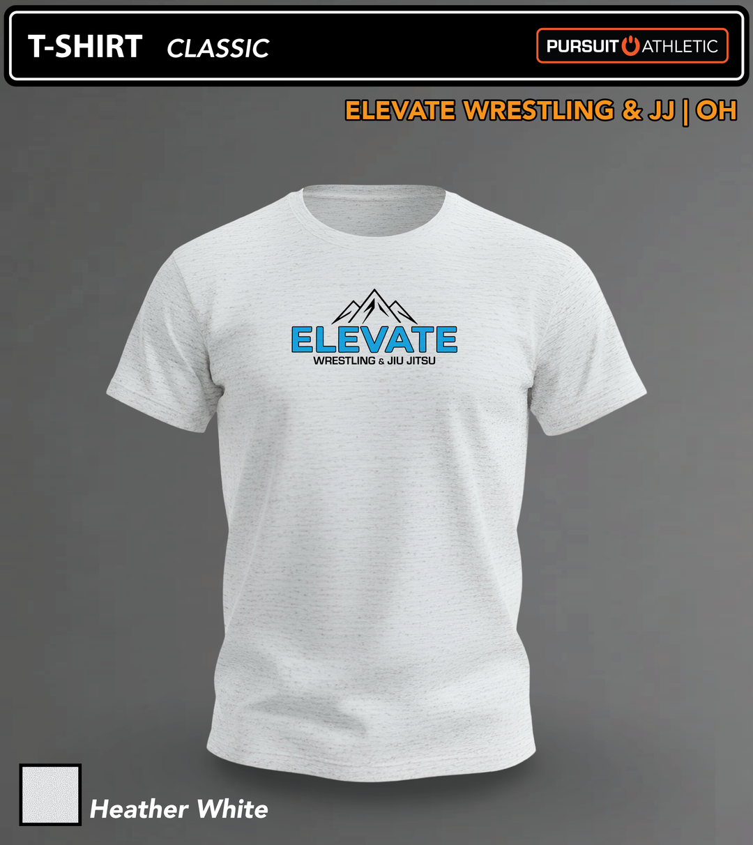 T-SHIRT | Classic | Elevate Wrestling &amp; JJ | OH - Heather White