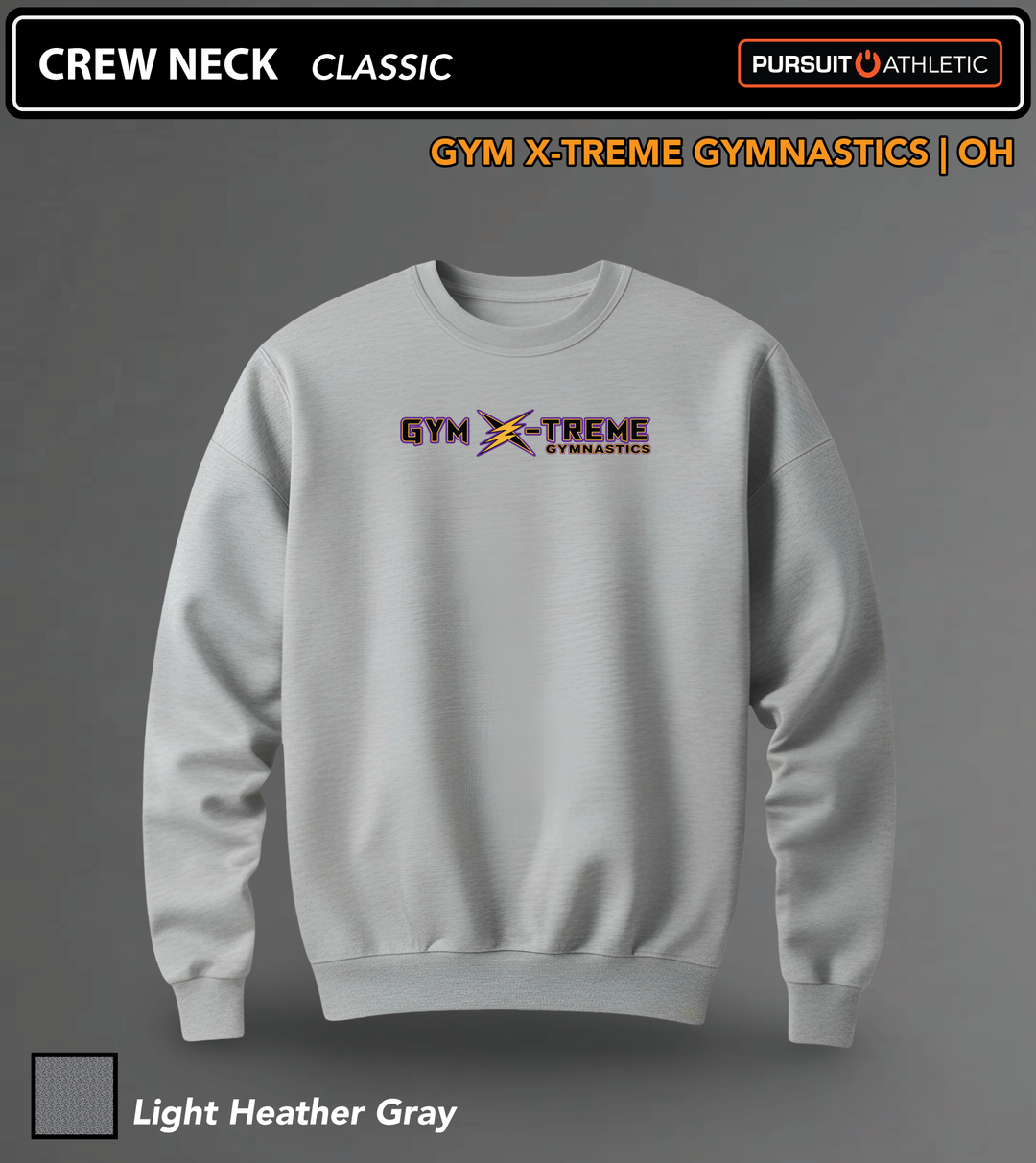Gym-X-treme-Gymnastics CREW-NECK Classic Light-Heather-Gray