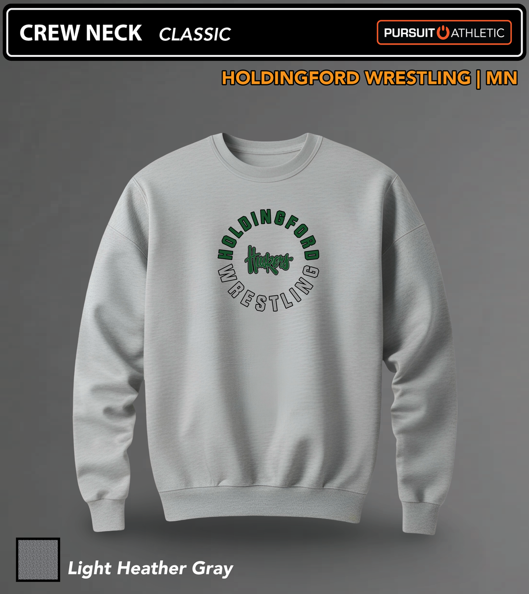 Holdingford-Wrestling CREW-NECK Classic Light-Heather-Gray