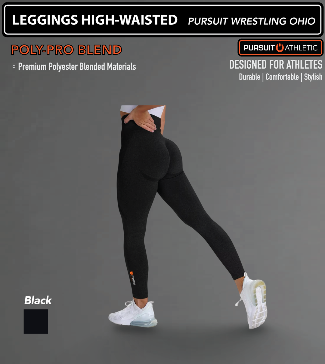 LEGGINGS HIGH-WAISTED | Poly-Pro Blend | Pursuit Wrestling Ohio