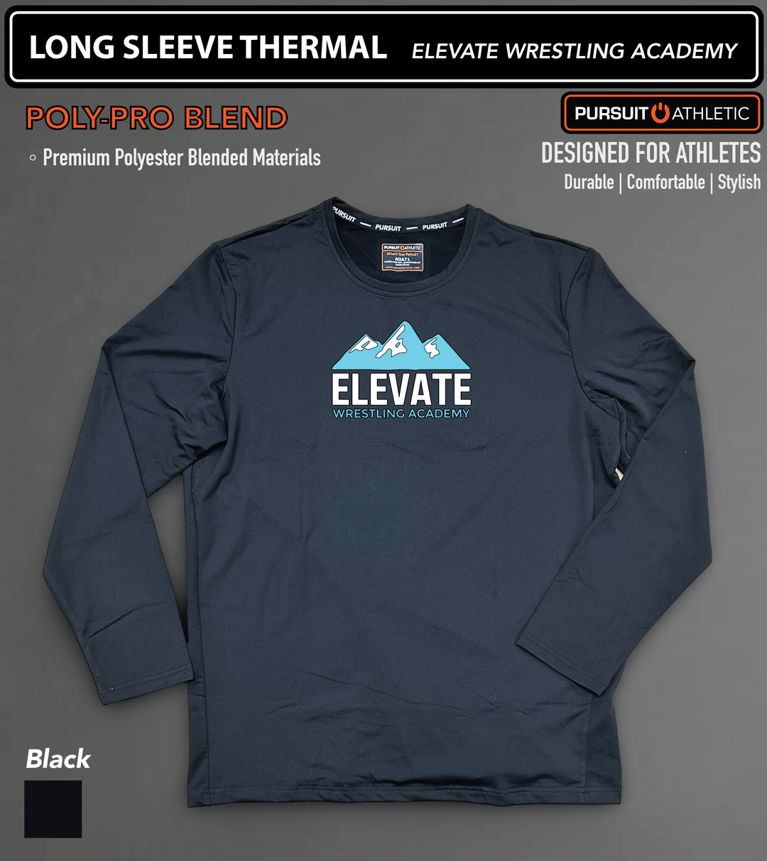 LONG SLEEVE THERMAL | Poly-Pro Blend | Elevate Wrestling Academy