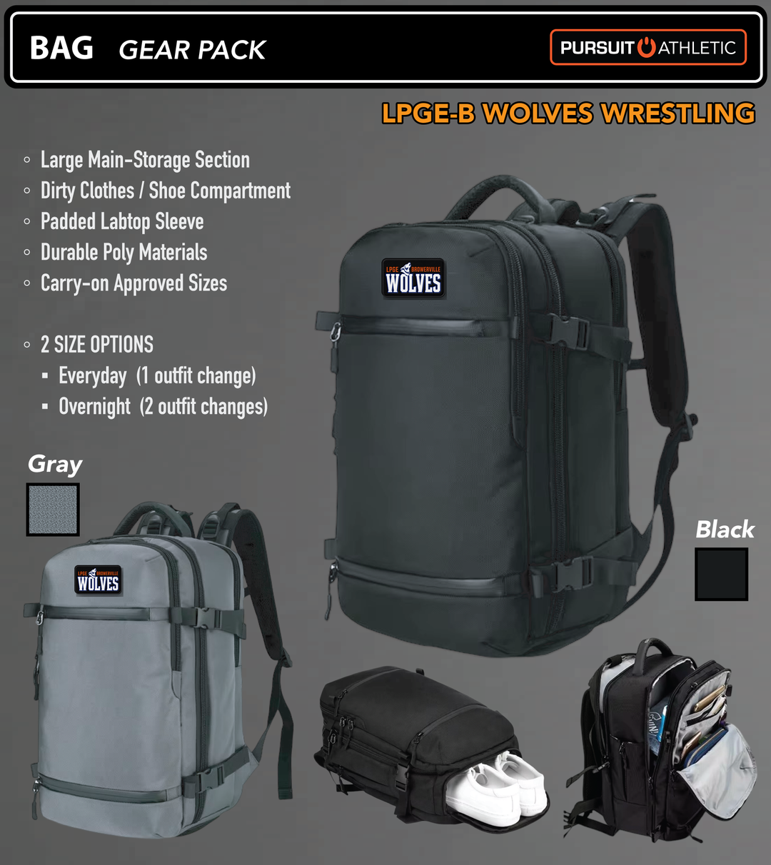 BAG | Gear Pack | LPGE-B Wolves Wrestling - All Colors