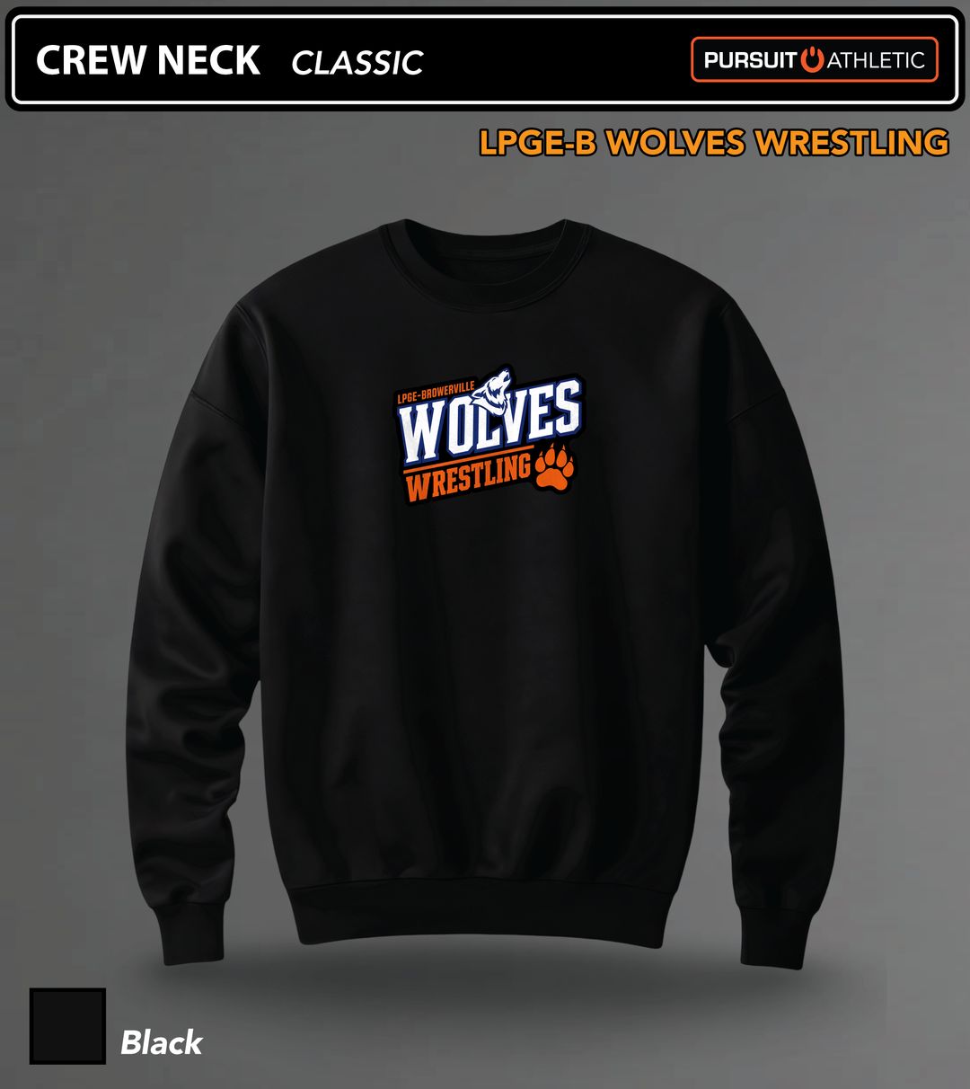CREW NECK | Classic | LPGE-B Wolves Wrestling - Black