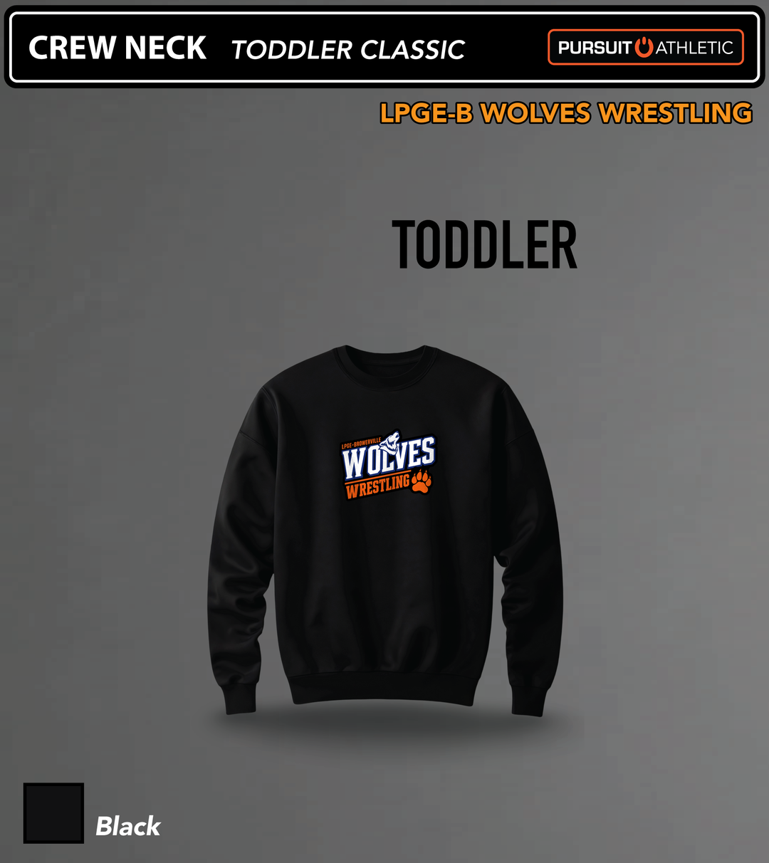 CREW NECK | Toddler Classic | LPGE-B Wolves Wrestling - Black