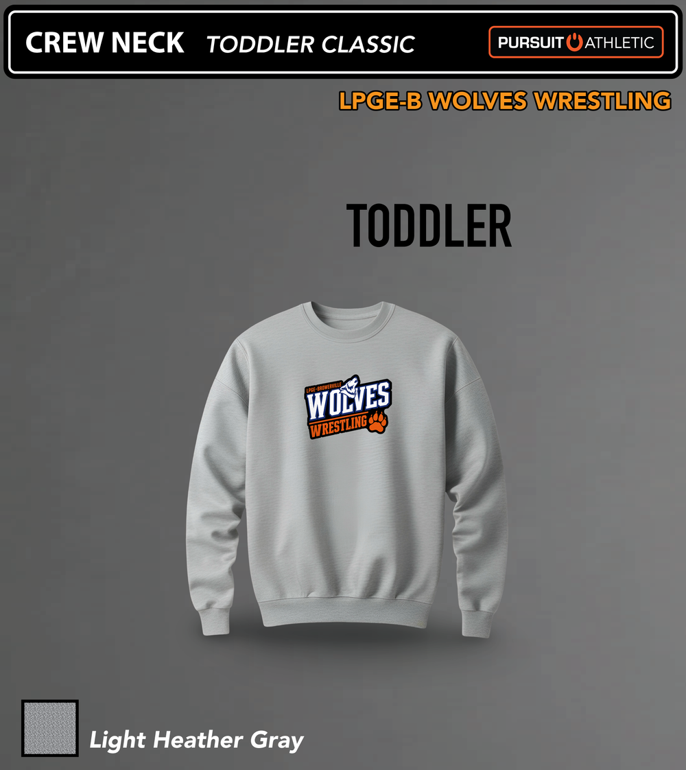 CREW NECK | Toddler Classic | LPGE-B Wolves Wrestling - Light Heather Gray