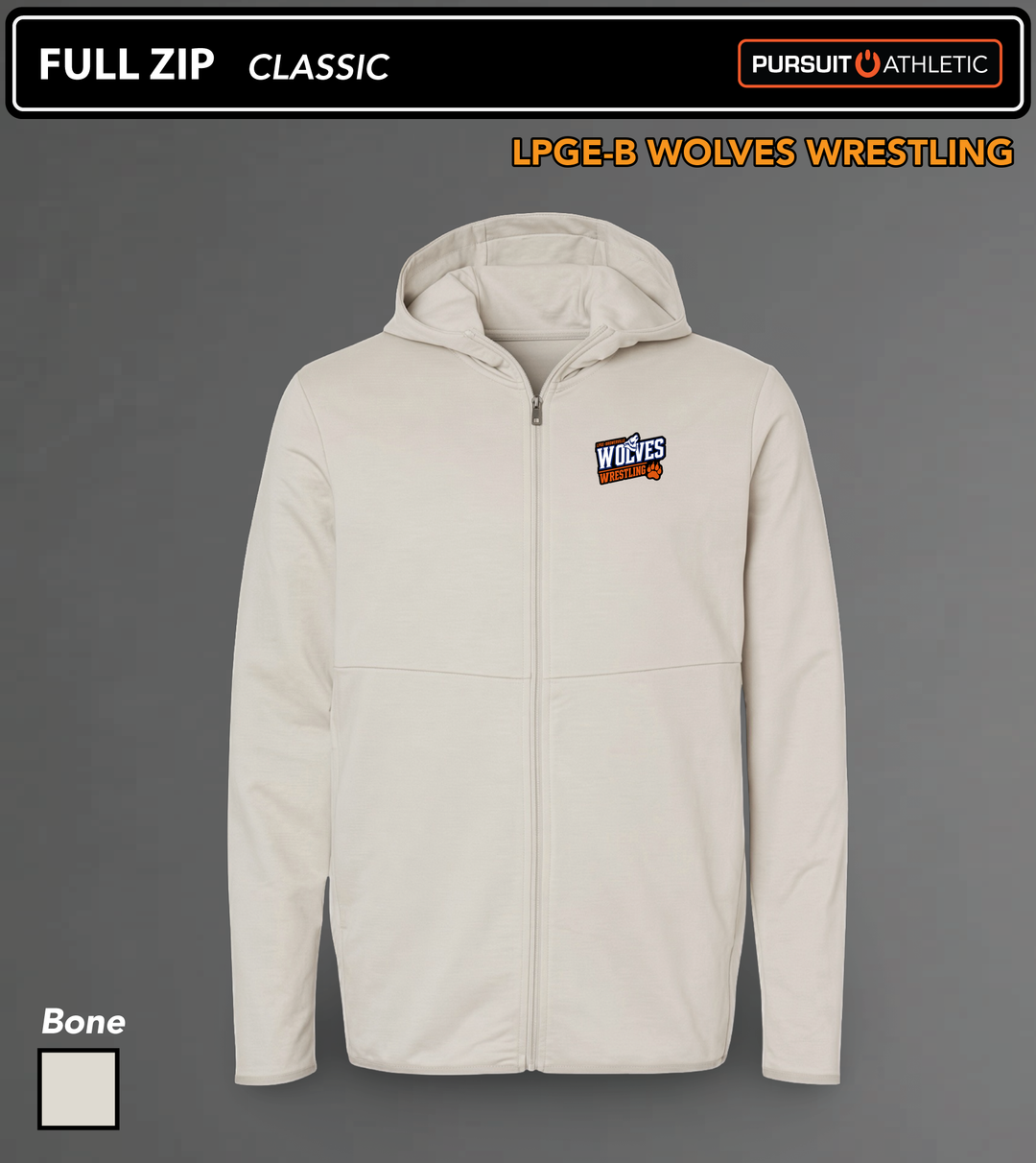 FULL ZIP | Classic | LPGE-B Wolves Wrestling - Bone