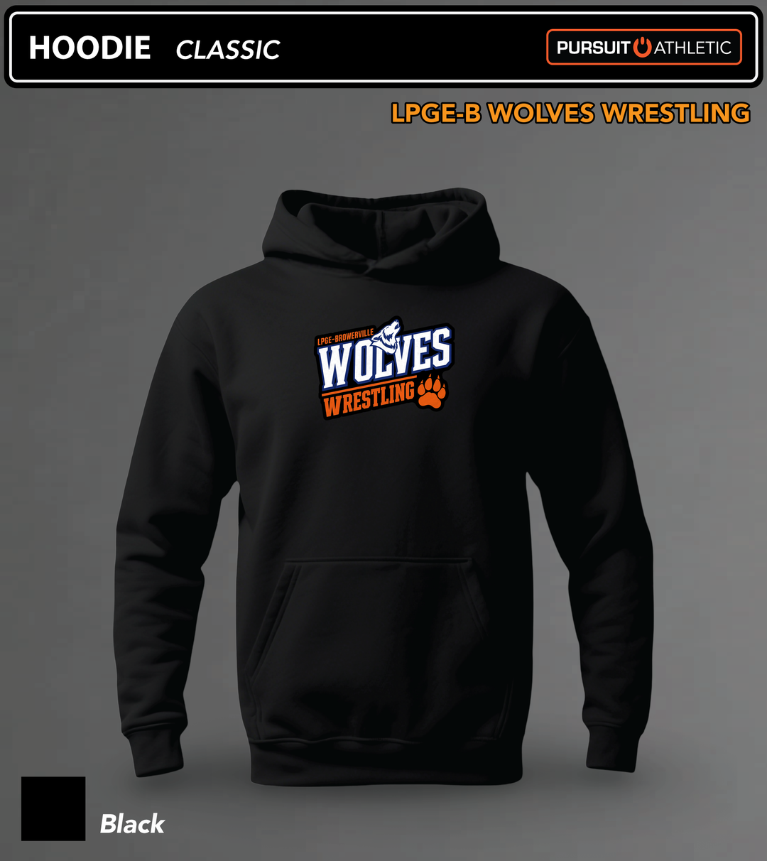 HOODIE | Classic | LPGE-B Wolves Wrestling - Black