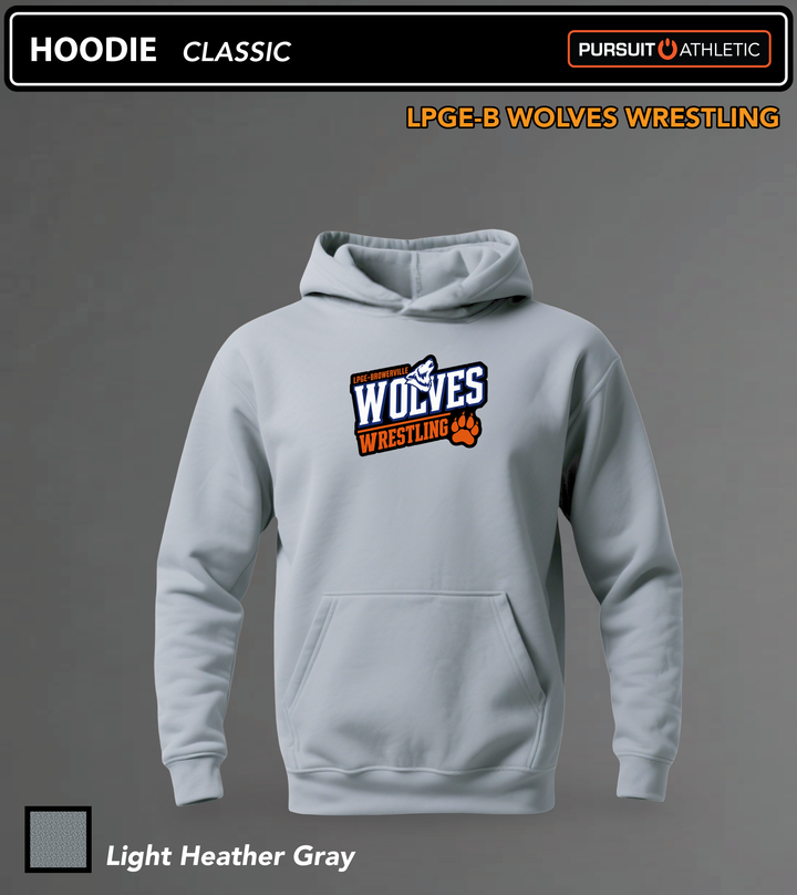 HOODIE | Classic | LPGE-B Wolves Wrestling - Light Heather Gray