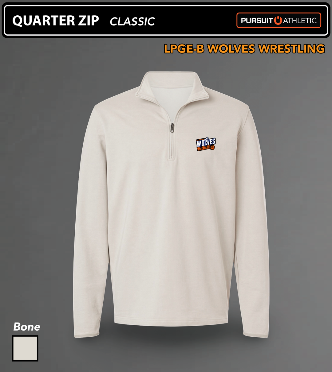QUARTER ZIP | Classic | LPGE-B Wolves Wrestling - Bone