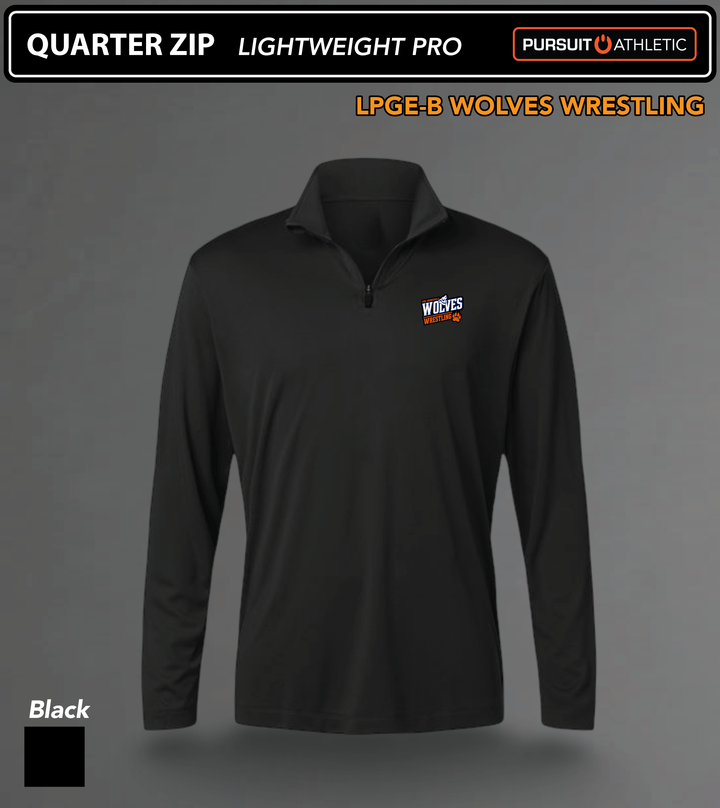 QUARTER ZIP | Lightweight Pro | LPGE-B Wolves Wrestling - Black