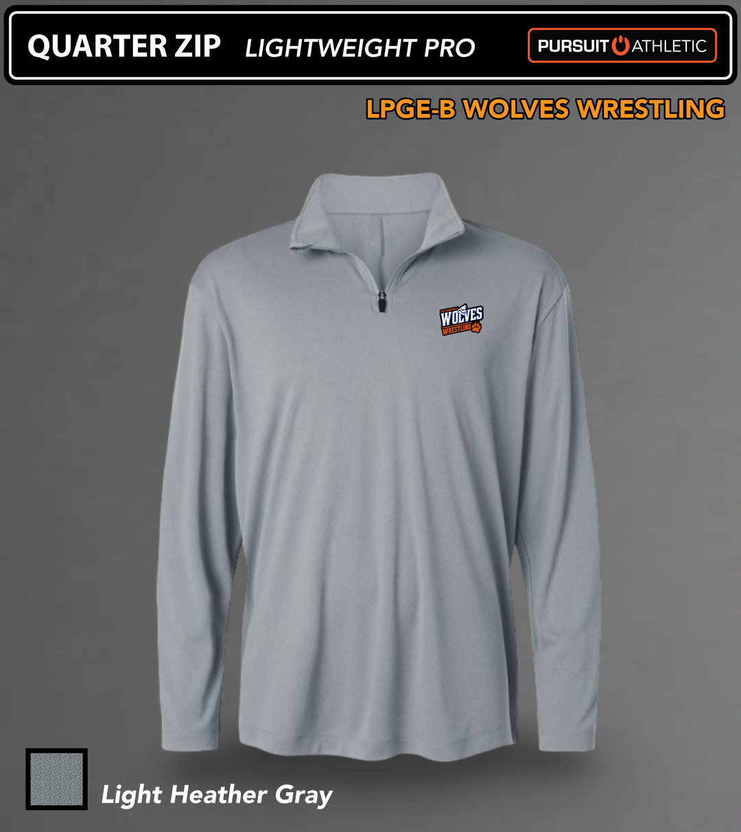 QUARTER ZIP | Lightweight Pro | LPGE-B Wolves Wrestling - Light Gray