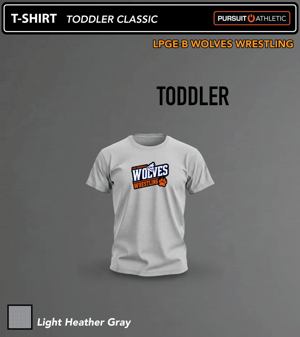 T-SHIRT | Toddler Classic | LPGE-B Wolves Wrestling - Light Heather Gray