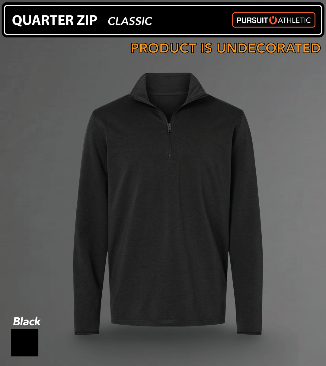 QUARTER ZIP | Classic | Undecorated - Black
