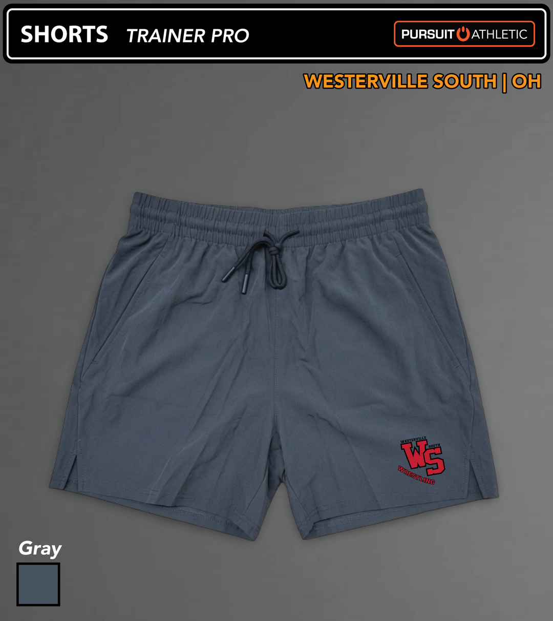 Westerville-South-Wrestling SHORTS Trainer-Pro Gray