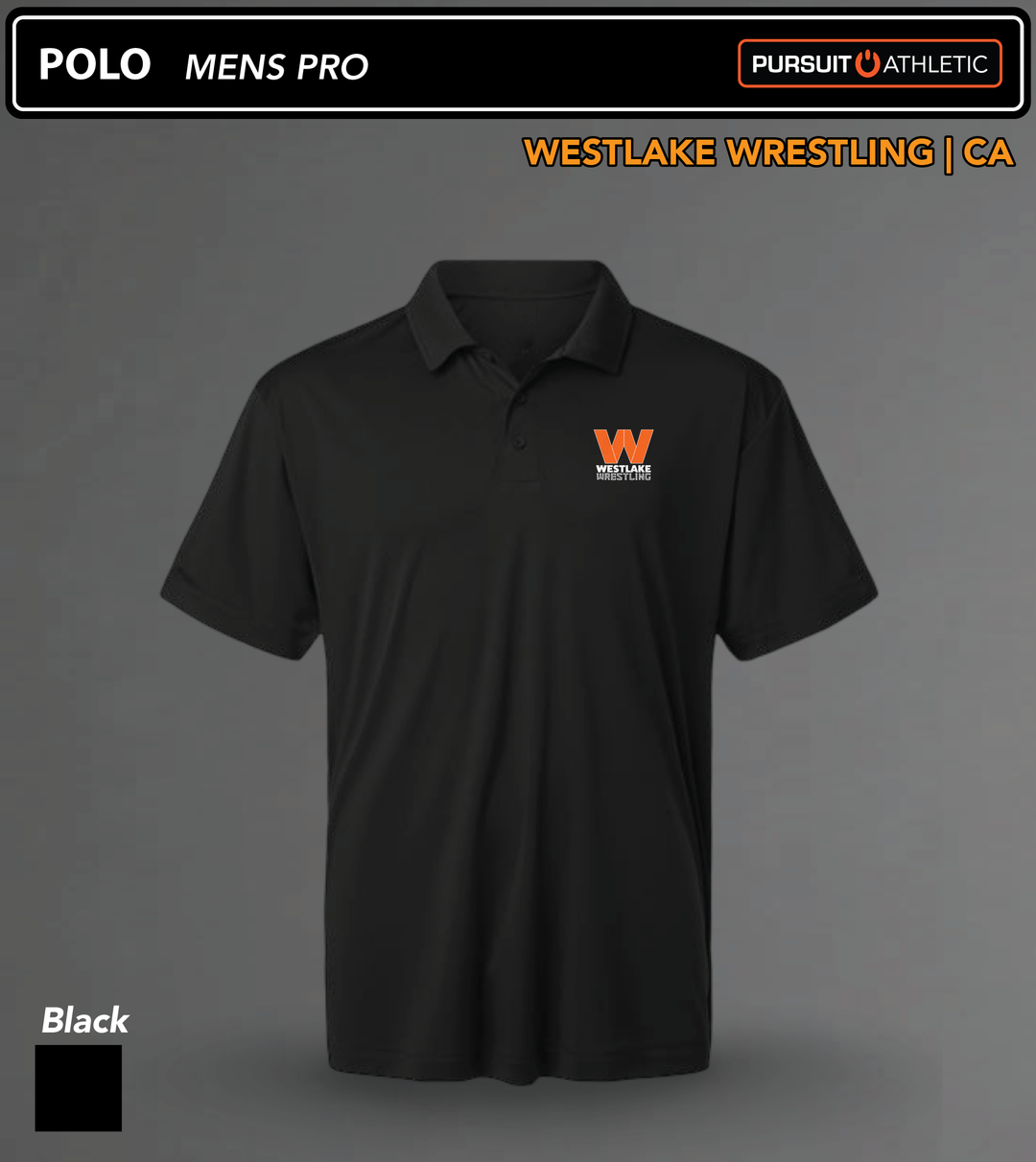 Westlake-Wrestling POLO Mens-Pro Black